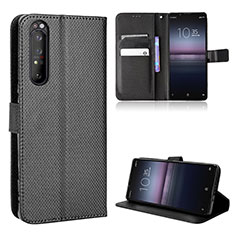 Custodia Portafoglio In Pelle Cover con Supporto BY1 per Sony Xperia 1 II Nero