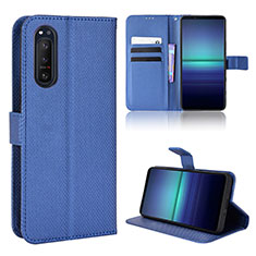 Custodia Portafoglio In Pelle Cover con Supporto BY1 per Sony Xperia 5 II Blu