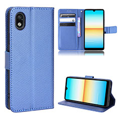 Custodia Portafoglio In Pelle Cover con Supporto BY1 per Sony Xperia Ace III SO-53C Blu