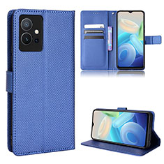 Custodia Portafoglio In Pelle Cover con Supporto BY1 per Vivo iQOO Z6 5G Blu