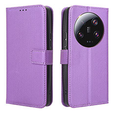 Custodia Portafoglio In Pelle Cover con Supporto BY1 per Xiaomi Mi 13 Ultra 5G Viola