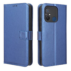 Custodia Portafoglio In Pelle Cover con Supporto BY1 per Xiaomi Poco C55 Blu