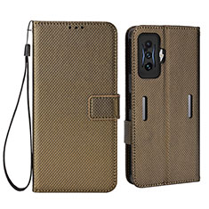 Custodia Portafoglio In Pelle Cover con Supporto BY1 per Xiaomi Poco F4 GT 5G Marrone