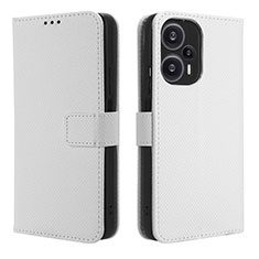 Custodia Portafoglio In Pelle Cover con Supporto BY1 per Xiaomi Poco F5 5G Bianco
