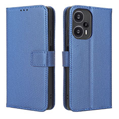Custodia Portafoglio In Pelle Cover con Supporto BY1 per Xiaomi Poco F5 5G Blu
