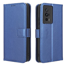 Custodia Portafoglio In Pelle Cover con Supporto BY1 per Xiaomi Poco F5 Pro 5G Blu