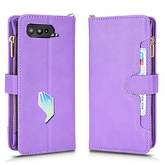 Custodia Portafoglio In Pelle Cover con Supporto BY2 per Asus ROG Phone 5 Ultimate Viola