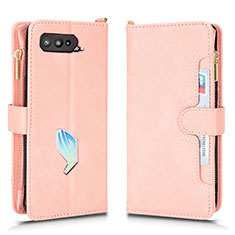 Custodia Portafoglio In Pelle Cover con Supporto BY2 per Asus ROG Phone 5s Pro Oro Rosa