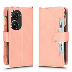 Custodia Portafoglio In Pelle Cover con Supporto BY2 per Asus Zenfone 9 Oro Rosa