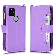 Custodia Portafoglio In Pelle Cover con Supporto BY2 per Google Pixel 5 Viola