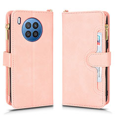 Custodia Portafoglio In Pelle Cover con Supporto BY2 per Huawei Nova 8i Oro Rosa