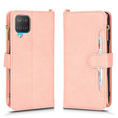 Custodia Portafoglio In Pelle Cover con Supporto BY2 per Samsung Galaxy A12 Oro Rosa