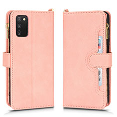 Custodia Portafoglio In Pelle Cover con Supporto BY2 per Samsung Galaxy M02s Oro Rosa