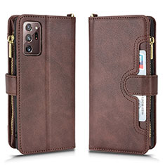 Custodia Portafoglio In Pelle Cover con Supporto BY2 per Samsung Galaxy Note 20 Ultra 5G Marrone