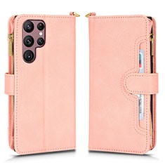 Custodia Portafoglio In Pelle Cover con Supporto BY2 per Samsung Galaxy S22 Ultra 5G Oro Rosa