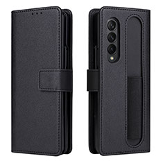 Custodia Portafoglio In Pelle Cover con Supporto BY2 per Samsung Galaxy Z Fold3 5G Nero