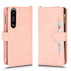 Custodia Portafoglio In Pelle Cover con Supporto BY2 per Sony Xperia 1 III Viola