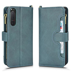 Custodia Portafoglio In Pelle Cover con Supporto BY2 per Sony Xperia 5 II Verde