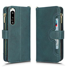 Custodia Portafoglio In Pelle Cover con Supporto BY2 per Sony Xperia 5 IV Verde