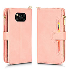 Custodia Portafoglio In Pelle Cover con Supporto BY2 per Xiaomi Poco X3 Pro Oro Rosa