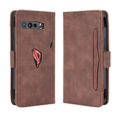 Custodia Portafoglio In Pelle Cover con Supporto BY3 per Asus ROG Phone 3 Marrone