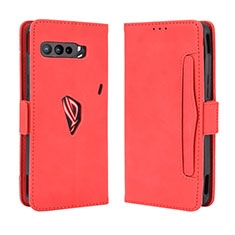 Custodia Portafoglio In Pelle Cover con Supporto BY3 per Asus ROG Phone 3 Rosso