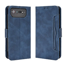 Custodia Portafoglio In Pelle Cover con Supporto BY3 per Asus ROG Phone 6 Blu