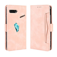 Custodia Portafoglio In Pelle Cover con Supporto BY3 per Asus ROG Phone II ZS660KL Rosa