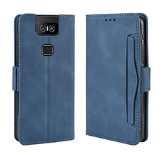 Custodia Portafoglio In Pelle Cover con Supporto BY3 per Asus Zenfone 6 ZS630KL Blu