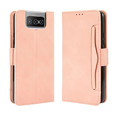Custodia Portafoglio In Pelle Cover con Supporto BY3 per Asus Zenfone 7 ZS670KS Rosa