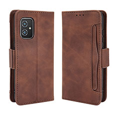 Custodia Portafoglio In Pelle Cover con Supporto BY3 per Asus Zenfone 8 ZS590KS Marrone