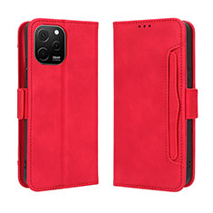 Custodia Portafoglio In Pelle Cover con Supporto BY3 per Huawei Enjoy 50z Rosso
