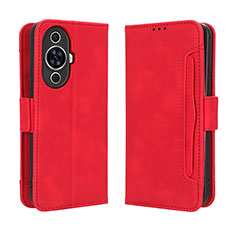 Custodia Portafoglio In Pelle Cover con Supporto BY3 per Huawei Nova 11 Pro Rosso
