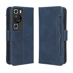 Custodia Portafoglio In Pelle Cover con Supporto BY3 per Huawei P60 Blu