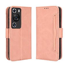 Custodia Portafoglio In Pelle Cover con Supporto BY3 per Huawei P60 Pro Rosa