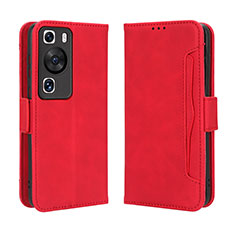 Custodia Portafoglio In Pelle Cover con Supporto BY3 per Huawei P60 Pro Rosso