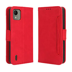 Custodia Portafoglio In Pelle Cover con Supporto BY3 per Nokia C110 Rosso