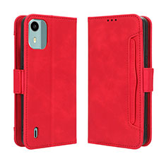 Custodia Portafoglio In Pelle Cover con Supporto BY3 per Nokia C12 Plus Rosso