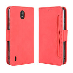 Custodia Portafoglio In Pelle Cover con Supporto BY3 per Nokia C2 Rosso