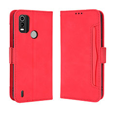 Custodia Portafoglio In Pelle Cover con Supporto BY3 per Nokia C21 Plus Rosso