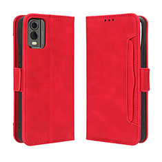 Custodia Portafoglio In Pelle Cover con Supporto BY3 per Nokia C210 Rosso