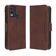 Custodia Portafoglio In Pelle Cover con Supporto BY3 per Nokia C22 Marrone