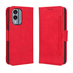 Custodia Portafoglio In Pelle Cover con Supporto BY3 per Nokia X30 5G Rosso