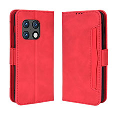 Custodia Portafoglio In Pelle Cover con Supporto BY3 per OnePlus 10 Pro 5G Rosso