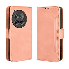 Custodia Portafoglio In Pelle Cover con Supporto BY3 per OnePlus 12 5G Rosa
