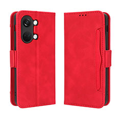 Custodia Portafoglio In Pelle Cover con Supporto BY3 per OnePlus Ace 2V 5G Rosso