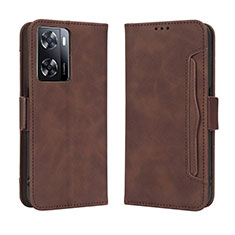 Custodia Portafoglio In Pelle Cover con Supporto BY3 per Oppo A57s Marrone