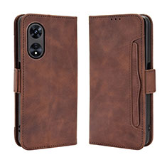 Custodia Portafoglio In Pelle Cover con Supporto BY3 per Oppo A58 5G Marrone