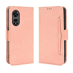 Custodia Portafoglio In Pelle Cover con Supporto BY3 per Oppo A78 5G Rosa