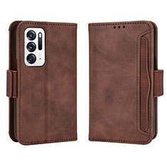 Custodia Portafoglio In Pelle Cover con Supporto BY3 per Oppo Find N 5G Marrone